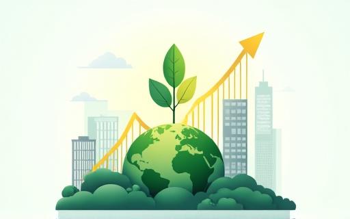 地球環境と株価を示すチャート。ESG投資を象徴するイメージ